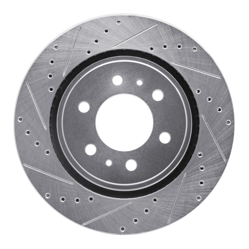 Cadillac XT5 Brake Rotor (1) - Front Left - R1 Concepts - Drilled & Slotted - Silver - `22-`25
